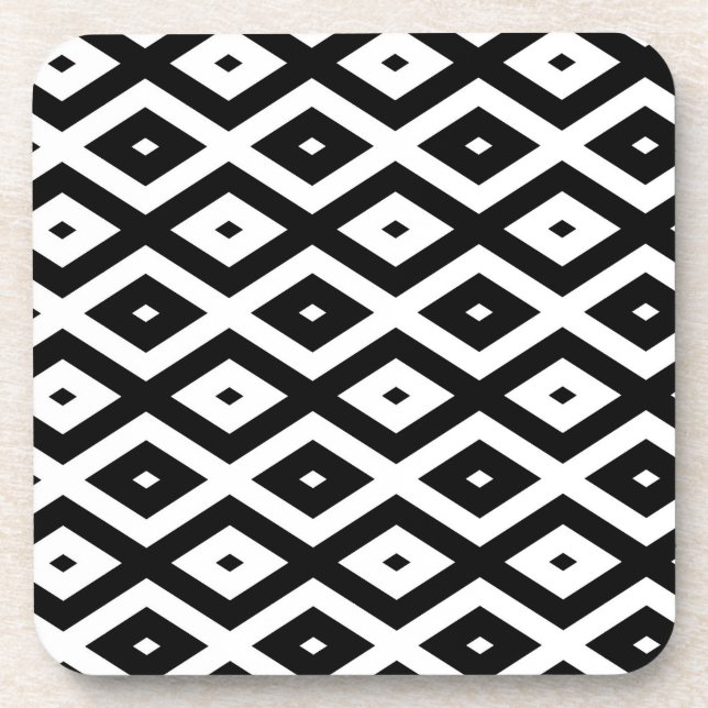 Black and white diamond pattern coaster (Front)