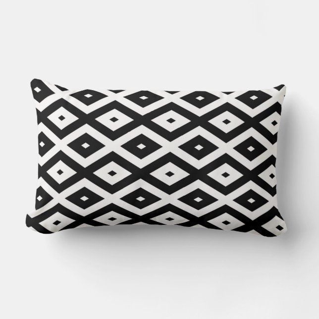 Black and white diamond pattern lumbar pillow (Front)