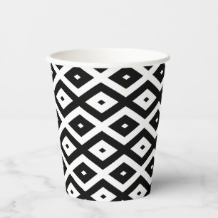 Black and white diamond pattern paper cups