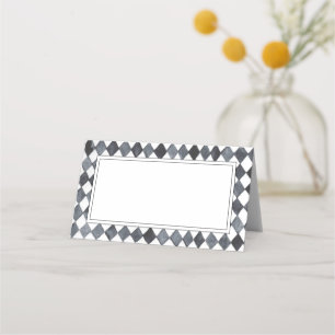 Black and White Diamond Pattern Place Card