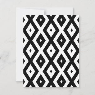 Black and white diamond pattern RSVP card