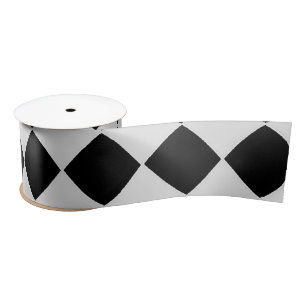 Black and white diamond pattern satin ribbon