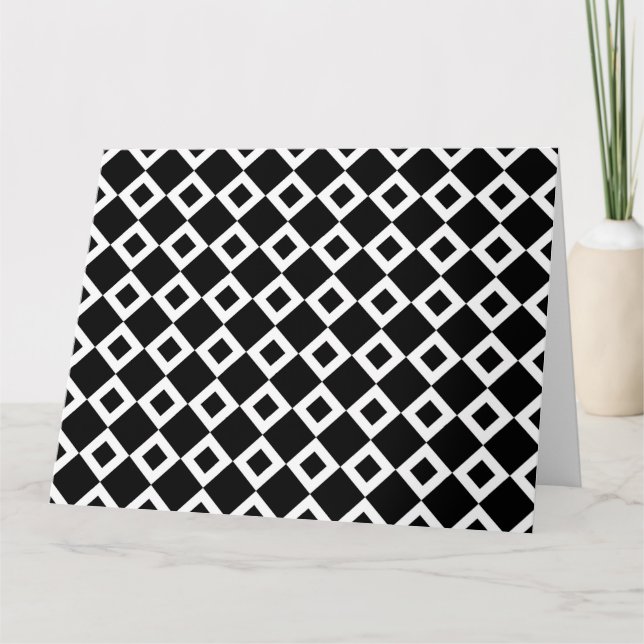Black and White Diamond Pattern Thank You Card (Front)