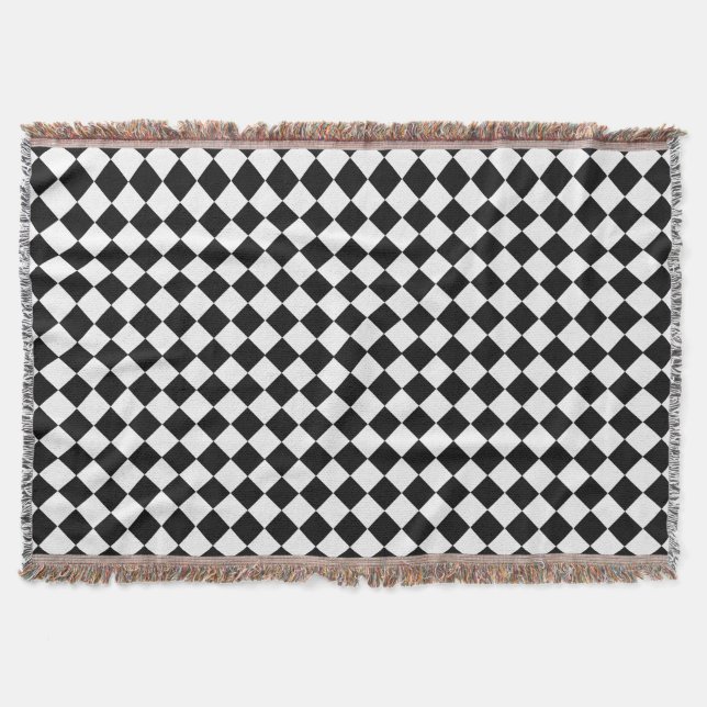 Black And White Diamond Pattern Throw Blanket (Front)
