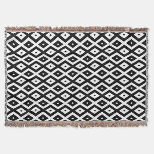 Black and white diamond pattern throw blanket