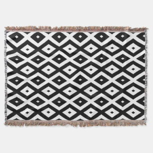 Black and white diamond pattern throw blanket