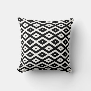 Black and white diamond pattern throw pillow