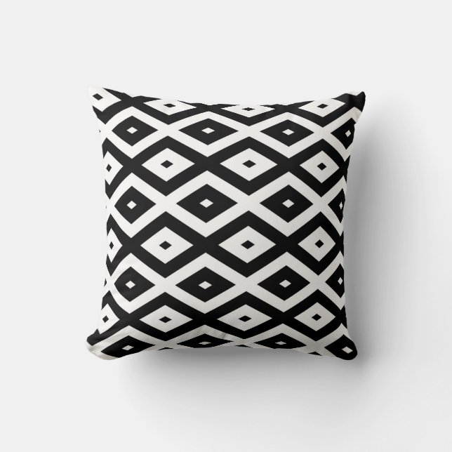 Black and white diamond pattern throw pillow (Front)