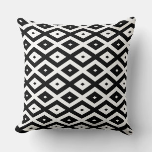 Black and white diamond pattern throw pillow