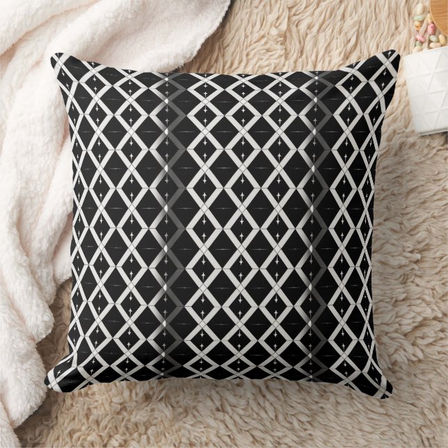 Black and white Diamond pattern  Throw Pillow (Blanket)