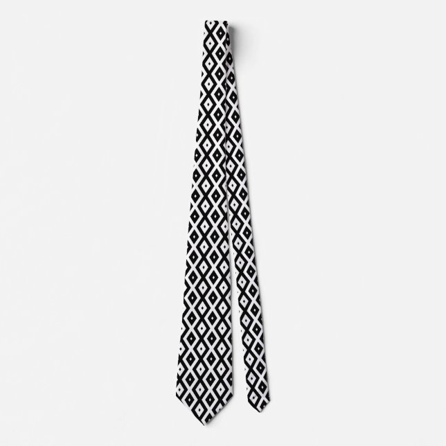 Black and white diamond pattern tie (Front)