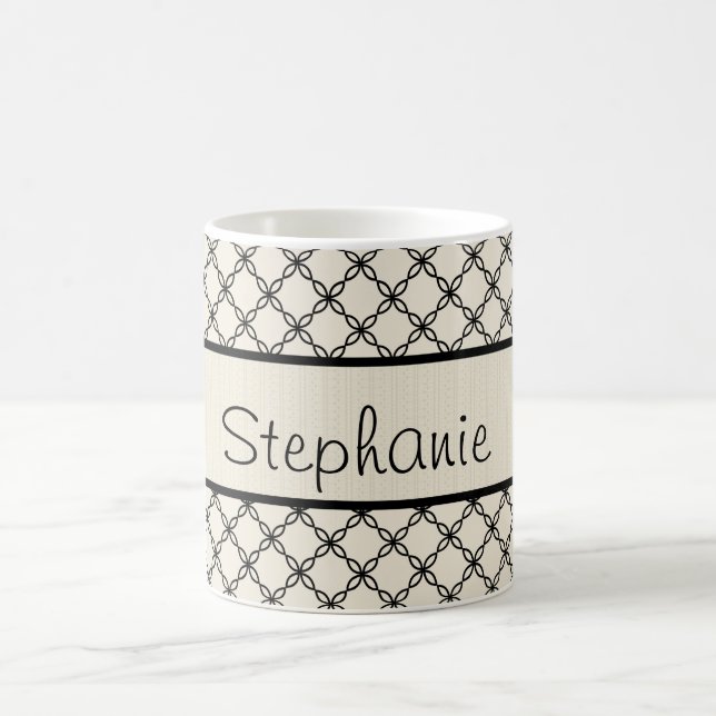 Black and White Diamond Personalized Coffee Mug (Center)