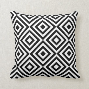 Black and White Diamond Shape Pattern Throw Pillow