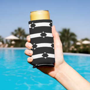 Black and white diamond shaped seltzer can cooler