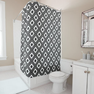 Black and White Diamond Squares Shower Curtain