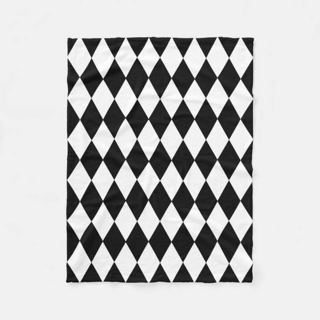 Black And White Diamonds Design Fleece Blanket (Front)
