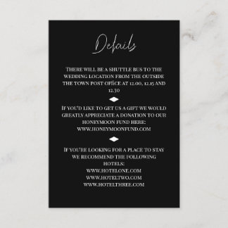 Black and White Diamonds Wedding Enclosure Card
