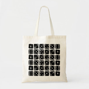 Black and White Dice 1-6 Rustic Linocut Tote Bag