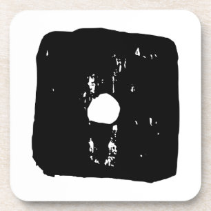 Black and White Dice #1 Rustic Linocut Coaster
