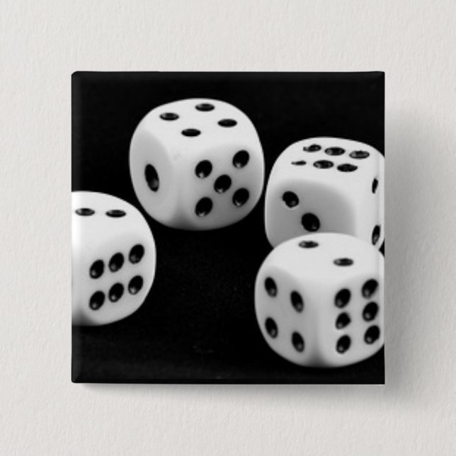 Black And White Dices 2 Inch Square Button (Front)