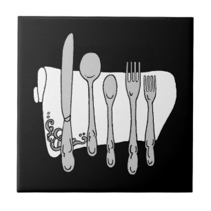 Black and White Dinnerware Tile