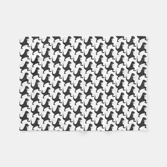 Black and white Dinosaur Christmas Fleece Blanket (Front (Horizontal))