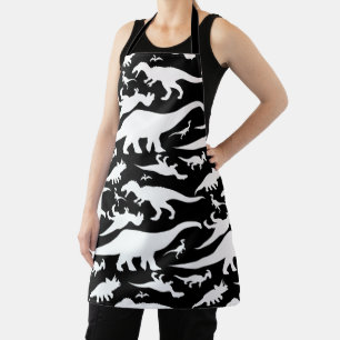 Black and White Dinosaur Pattern Apron
