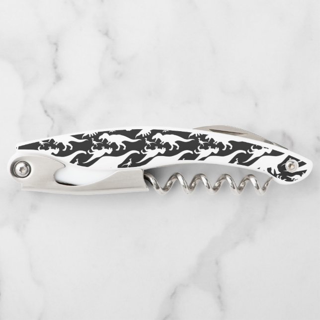 Black and White Dinosaur Pattern Corkscrew (Front)