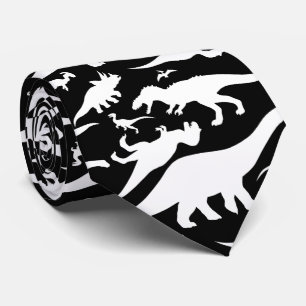 Black and White Dinosaur Pattern Tie