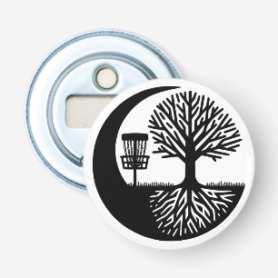 Black and White Disc Golf Silhouette  Bottle Opener