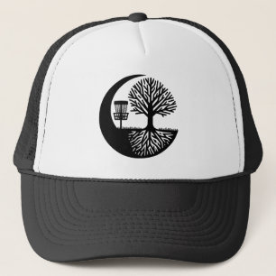 Black and White Disc Golf Silhouette  Trucker Hat