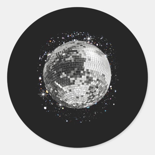 Black And White Disco Ball Club Classic Round Sticker (Front)