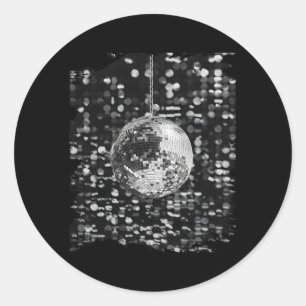 Black And White Disco Ball Club Classic Round Sticker