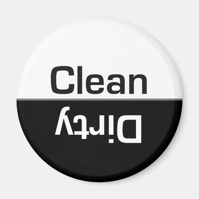 Black and White Dishwasher Clean-Dirty Magnet (Front)