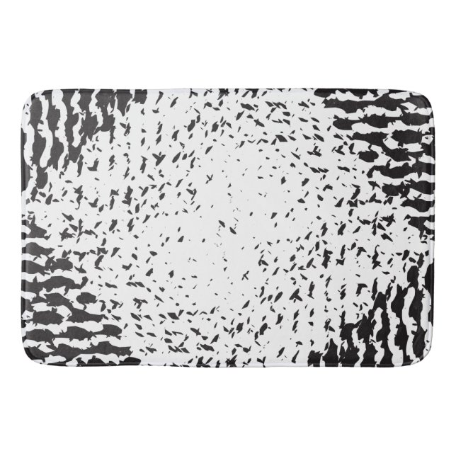 Black and White Distress grainy Bath Mat (Front)