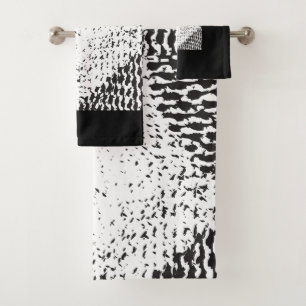 Black and White Distress grainy Bath Towel Set