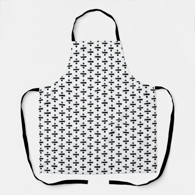 Black and White "Divide" Math Symbol Lino Cut Apron (Front)