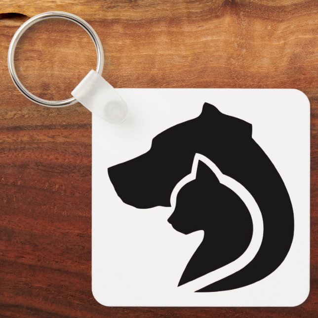 Black and White Dog and Cat Keychain (Front)