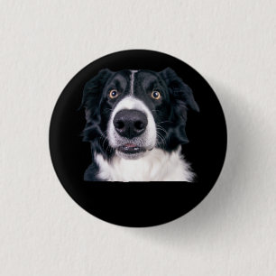 Black and White Dog Face 1 Inch Round Button