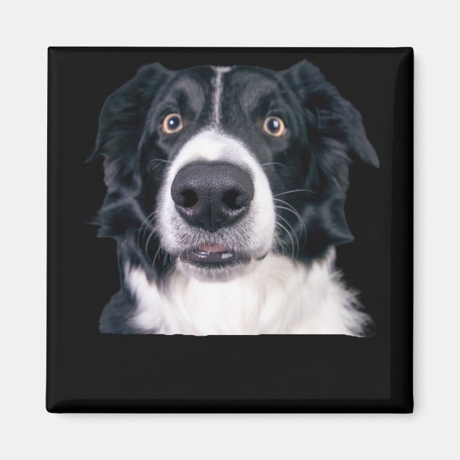 Black and White Dog Face Magnet (Front)