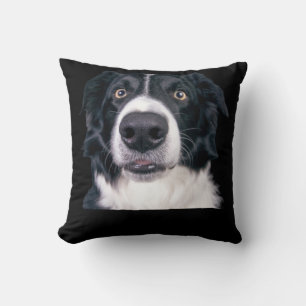 Black and White Dog Face Throw Pillow