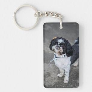 Black and white dog keychain