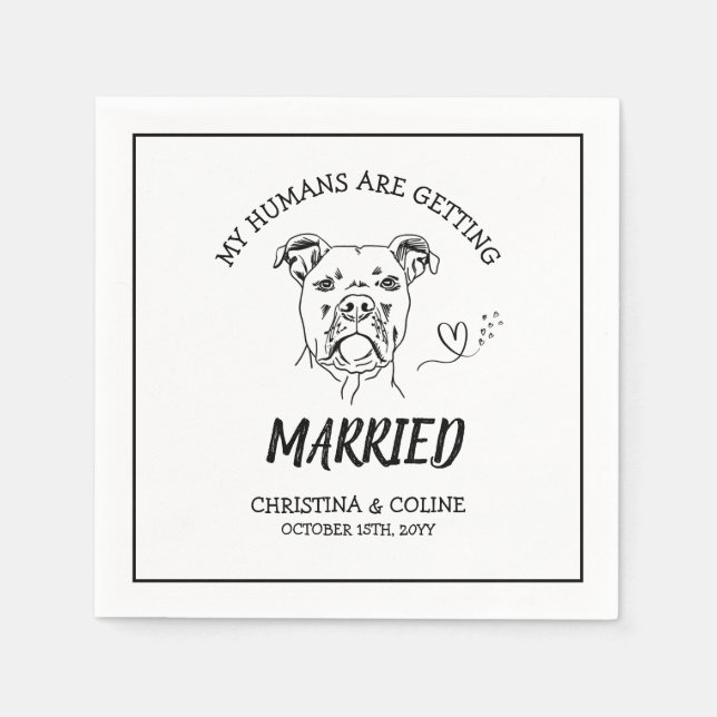 Black and White Dog Modern Fun Simple Wedding  Nap Napkin (Front)