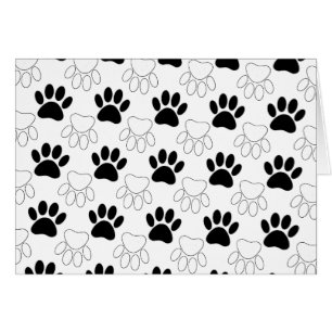 Black And White Dog Paw Print Pattern