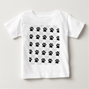 Black And White Dog Paw Print Pattern Baby T-Shirt