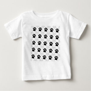Black And White Dog Paw Print Pattern Baby T-Shirt