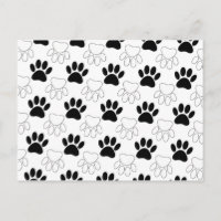 Black And White Dog Paw Print Pattern