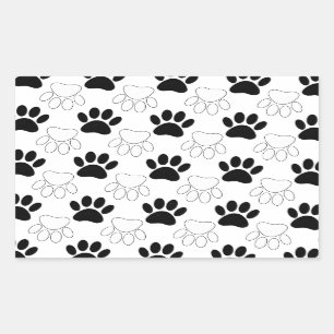 Black And White Dog Paw Print Pattern Sticker