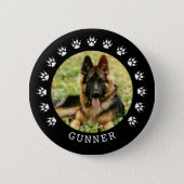 Black and White Dog Paw Prints Frame Pet Photo 2 Inch Round Button (Front)