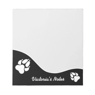 Black And White Dog Paw Silhouettes & Text Notepad